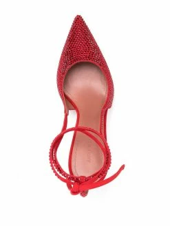 Amina Muaddi Karma embellished ankle-tie pumps