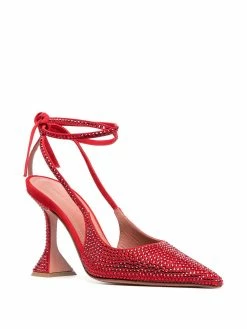 Amina Muaddi Karma embellished ankle-tie pumps