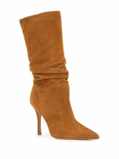 Amina Muaddi slouchy suede mid-calf boots