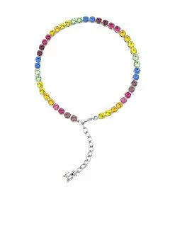 Amina Muaddi rainbow crystal-embellished anklet
