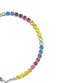 Amina Muaddi rainbow crystal-embellished anklet