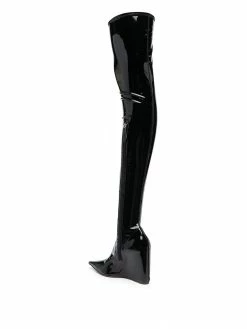 Amina Muaddi Danielle thigh high glossy boots 8 Amina Muaddi Danielle thigh-high glossy boots