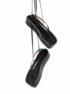 Amina Muaddi Jamie ankle wrap flatform sandals