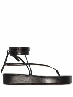 Amina Muaddi Jamie ankle wrap flatform sandals