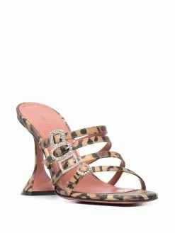 Amina Muaddi Robyn leopard-print crystal-buckle sandals