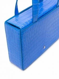 Amina Muaddi crocodile effect tote bag