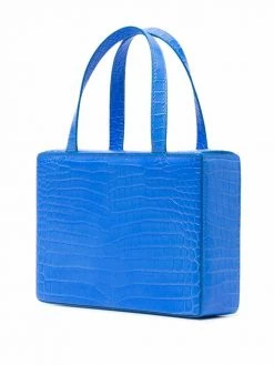 Amina Muaddi crocodile effect tote bag