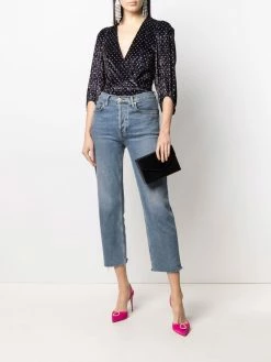 Amina Muaddi Johana leather box clutch