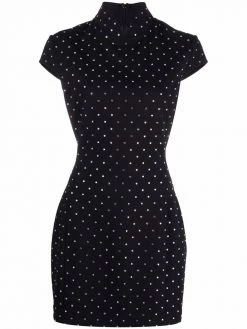 Amina Muaddi gem-studded mini dress