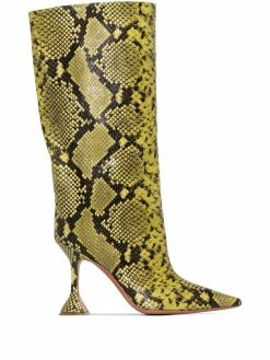 Amina Muaddi Rain python-print 95mm boots