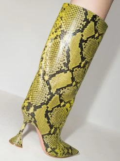 Amina Muaddi Rain python print 95mm boots 8 Amina Muaddi Rain python-print 95mm boots