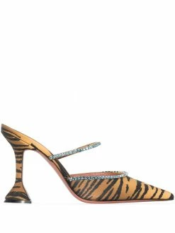 Amina Muaddi Gilda 95mm tiger print mules