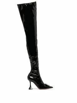 Amina Muaddi crystal-embellished pointed-toe boots